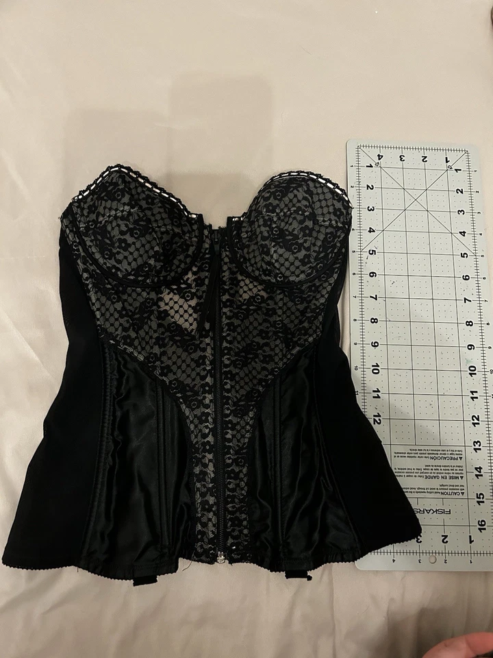 Victorias Secret 34B Corset Bustier Sheer Lingerie Intimate Zip Lace Boned - Image 4 of 4