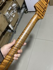 Large headstock S S 22frets Roasted flame Maple Electric guitar neck 25.5inch   