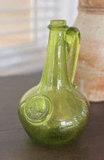 Vintage Replica Jamestown Green Glass Bottle – Embossed “J” & Stars