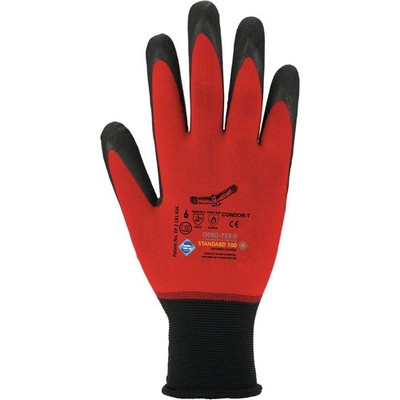 Handschuhe Condor Gr.8 rot/schwarz 98% PA/2%EL EN 388,EN 407 PSA II ASATEX