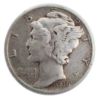 1936-P Mercury Dime F Fine 90% Silver