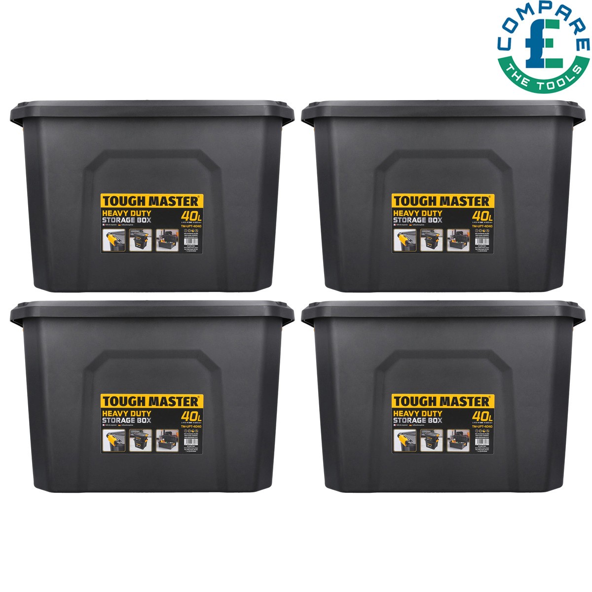 TOUGH MASTER Tool Boxes 40L Heavy Duty Large Box for Home Workshop, Pack of 4