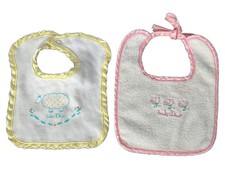 baby Girl CHRISTIAN DIOR White Pink Floral Logo Cotton Bib New