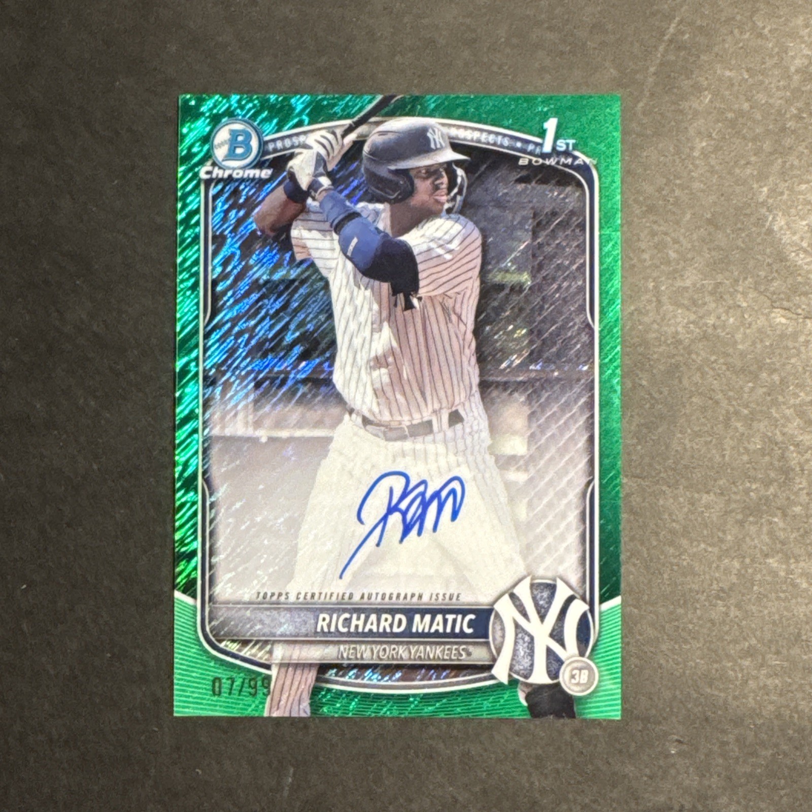 2025 Bowman Chrome Richard Matic 1st Green Shimmer Auto /99 New York Yankees