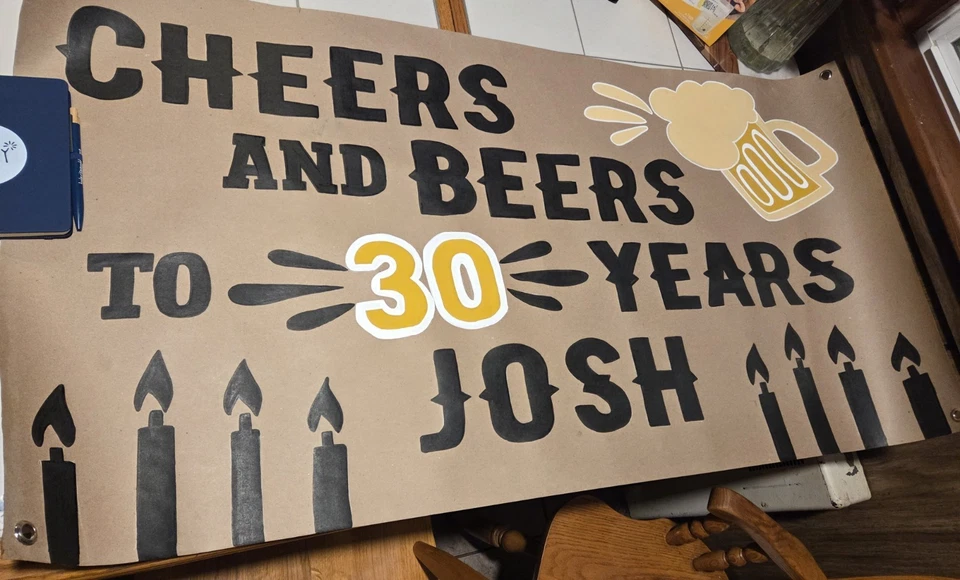 Papel Kraft resistente pintado à mão Banner  - Imagem 2 de 4