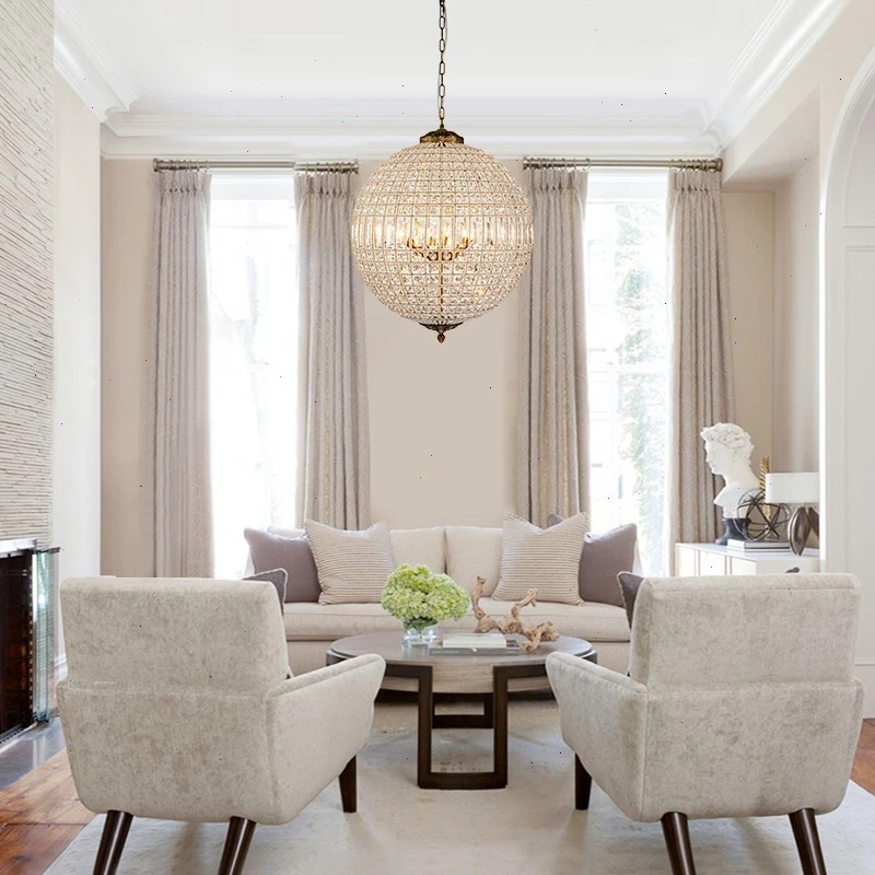 Retro Antique Bronze Crystal Globe Pendant Light Classic Ceiling Light Fixtures - Image 3 of 4