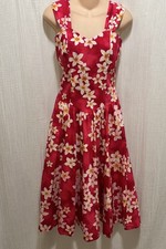 Vintage Royal Hawaiian Creations Pink Tropical Plumeria Floral Sundress Size M