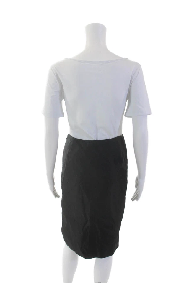 Marc Bouwer Womens Soft Textured Zipped Closure Straight Skirt Black Size M - Image 3 of 4
