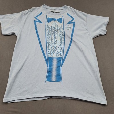 Dumb & Dumber Ripple Junction Shirt Mens L Short Sleeve Tux Pullover Knit Blue