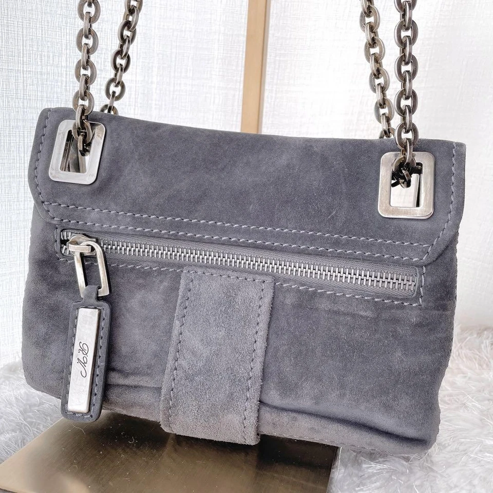 Bolso de Hombro Roger Vivier Cuero Gamuza Hebilla Cadena Gris Italia Foto 2 de 4
