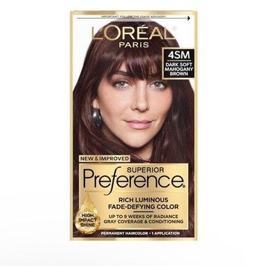 L'Oreal Preference Permanent Hair Dye Color 4SM Dark Soft Mahogany Brown NEW