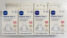 MAM Bottle Nipples Medium Flow Nipple Sizel 2, for 2 Months 4 Packs of 3