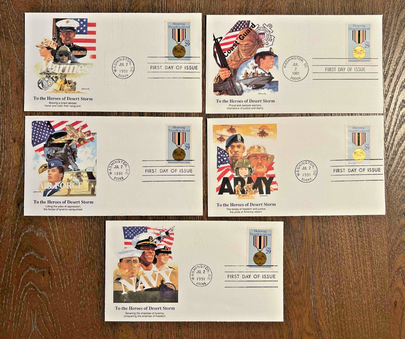 Lot of 2 - Set of 5 Heroes of Desert Storm - First Day Issue FDC