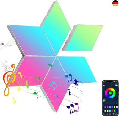 LED Gaming Wandleuchte 6pcs Rhombus RGB Panel - Gaming Deko Wall Light Musik