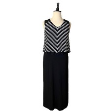 Chico’s NEW Maxi Dress V-neck Olivia Fall Stripes Black Chevron Women's Size XL