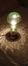Green Textured Glass Bulb Table Lamp, Corded Switch Control, E27 Warm White