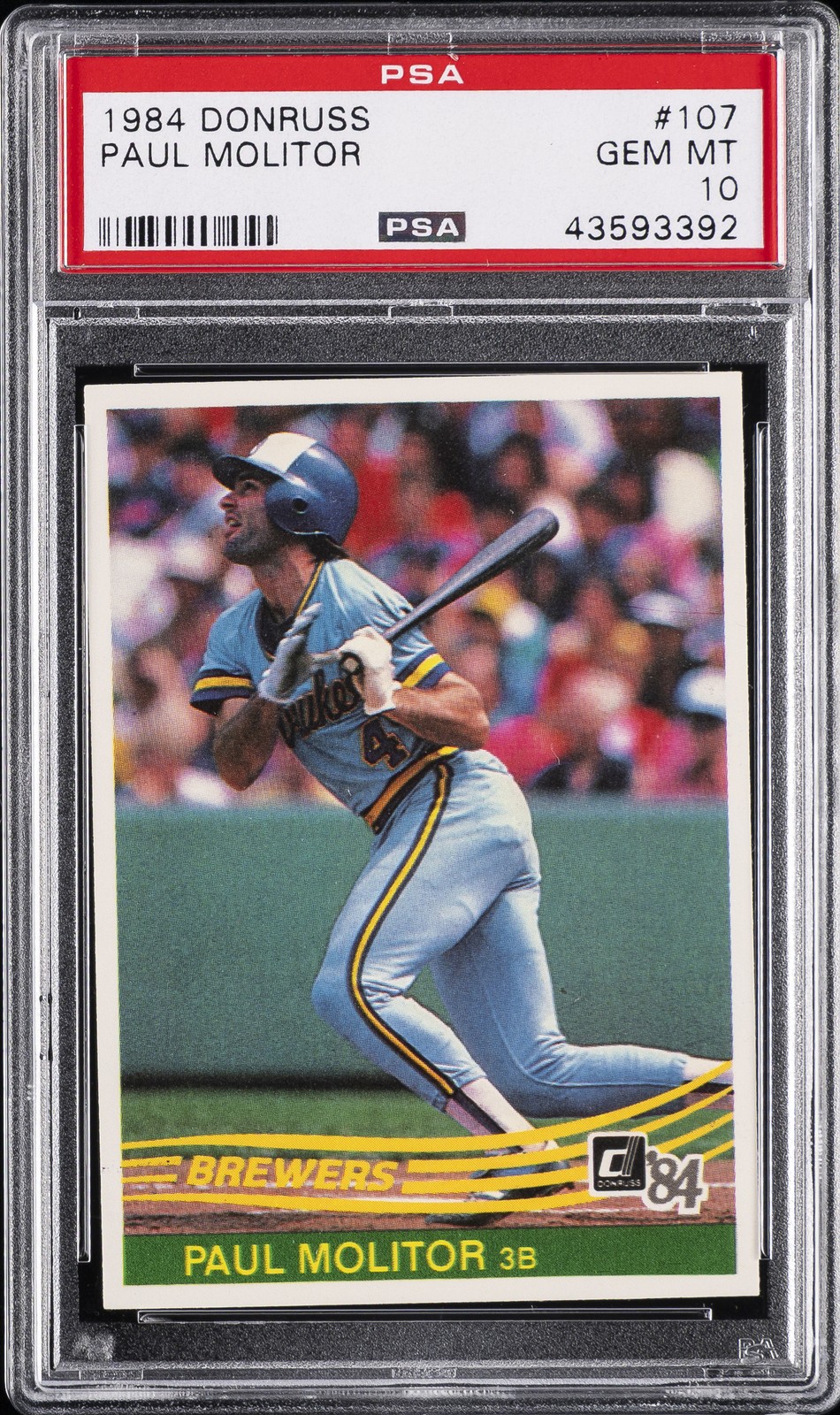 1984 DONRUSS #107 PAUL MOLITOR PSA 10