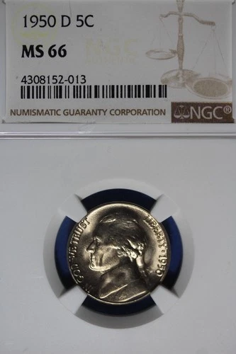 1950 -D NGC 5C MS66 JEFFERSON NICKEL #B50575