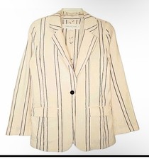 Treasure & Bond Cream Linen Blend Striped Bla...