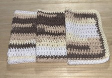HANDMADE SET OF 3 CROCHET COTTON DISH CLOTHS OR WASH CLOTHS 8.5x8.5 INCHES NEW 
