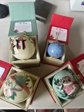 Pier 1 One Imports Li Bien Hand-painted 2019  Glass Christmas Ornament Lot Of 4