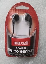 Maxell Black Stero Earbuds EB-95 Secure Design Lightweight Comfort Fit