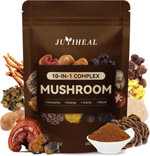10-In-1 Mushroom Powder, Organic Mushroom Complex - Lions Mane, Reishi, Shiitake