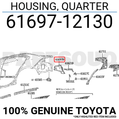 6169712130 Genuine Toyota HOUSING, QUARTER 61697-12130 | eBay