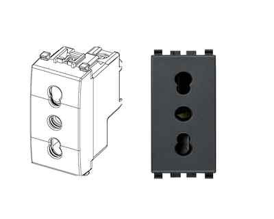 VIMAR 20203 SICURY 2P+T 16A 250V STANDARD ITA P17/11 GREY EIKON SERIES