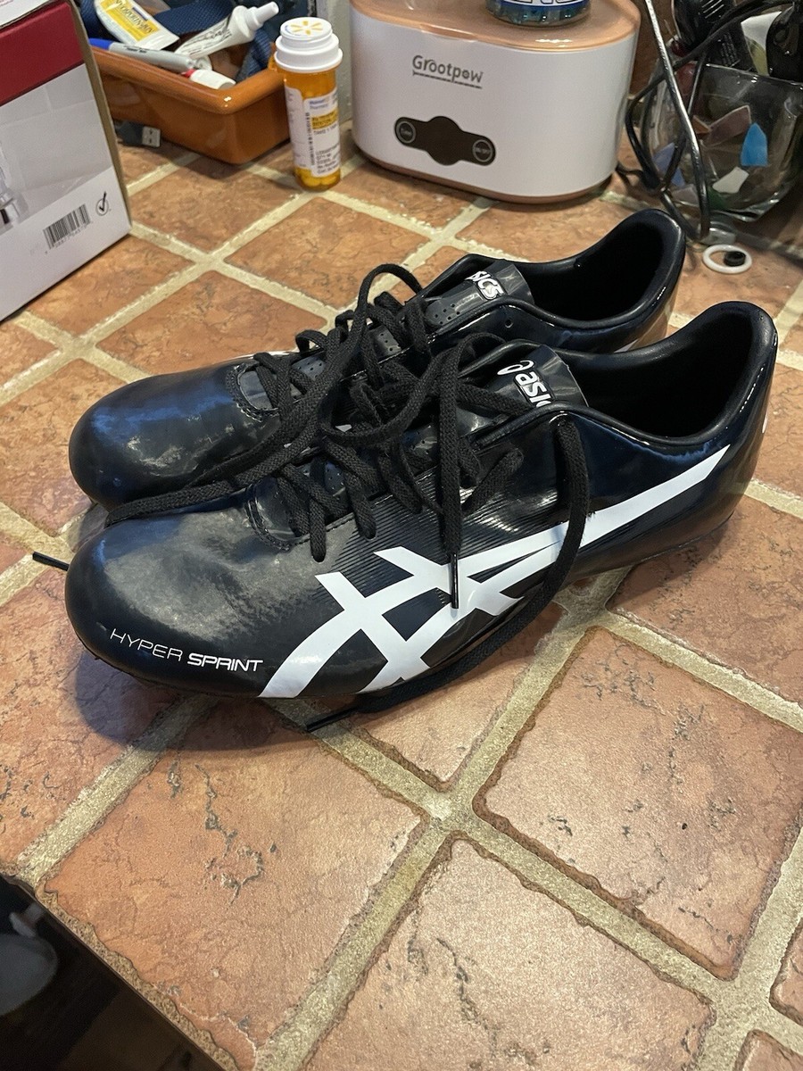 スパイク・シューズ Asics Sprint 27.5 NEW Men's ASICS 'Hyper Sprint Sz 10 Track Shoes Black Spikes Shiny