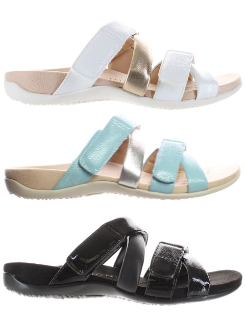 Vionic Hadlie Women's Orthotic Slide Sandals White Patent - 6.5 Wide for sale online | eBay