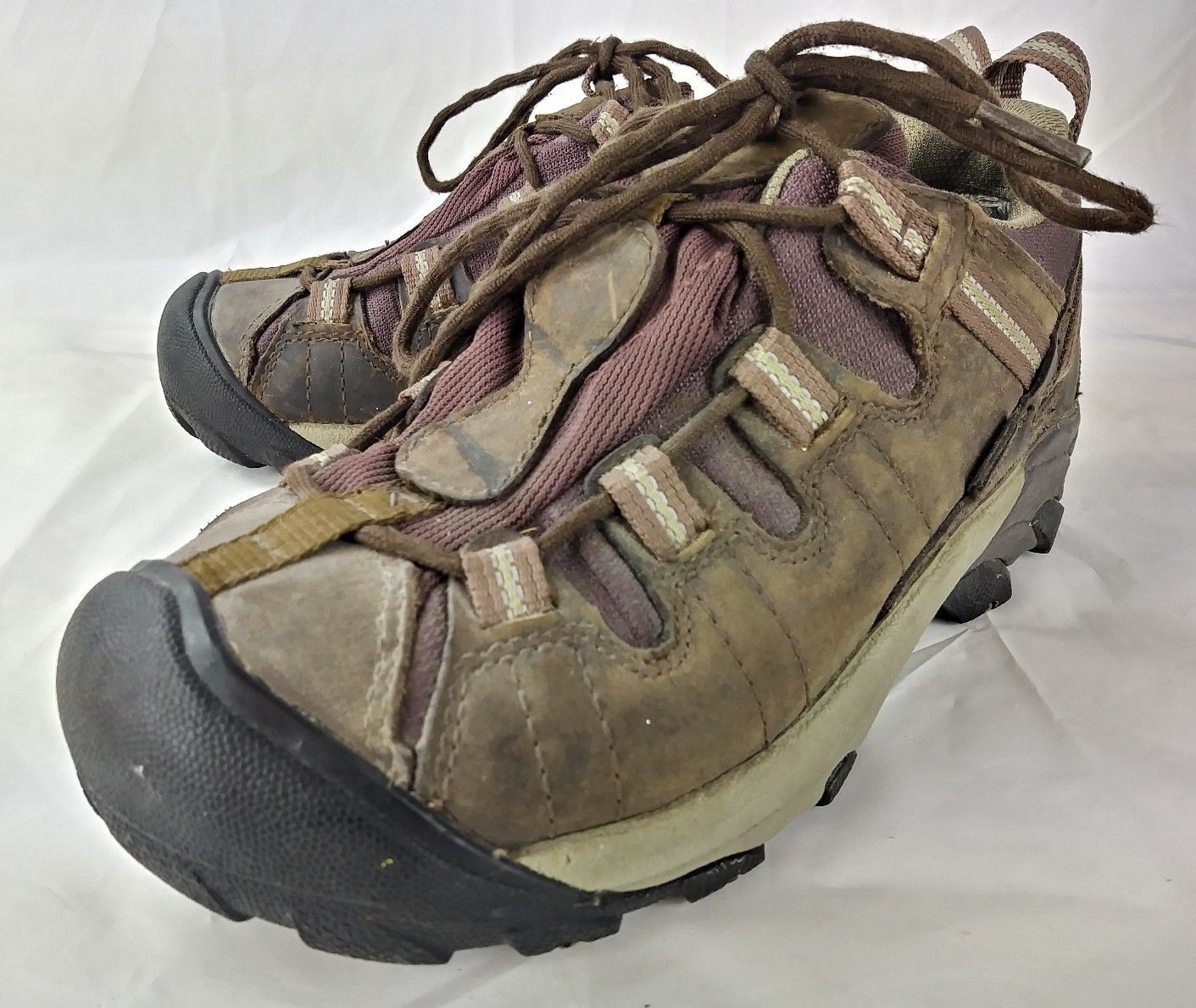 Scarpe da donna Keen US 6 5 scarpe da trekking in pelle marrone viola con lacci a rete 1581