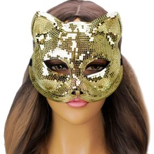 Cat Woman Masquerade Mask VIP Animal Mask Mirror Glass Gold