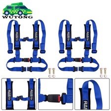 Pair Of 4 Point Harness Racing Seat Belt Blue - 2 Padding For Canam X3 Yxz Utv