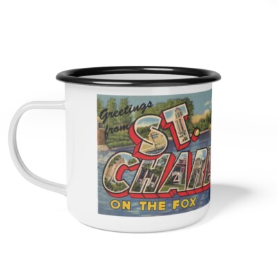 St. Charles Coffee Camp Mug ~ Vintage Hometown Greetings From Drinking Cup Retro