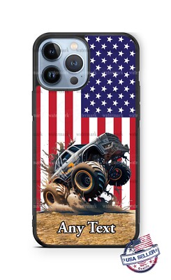 Mudding Monster Truck US Flag Design Personalized Phone Case for iPhone Samsung