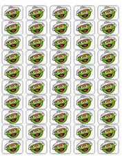 50 Oscar The Grouch Face Envelope Seals / Labels / Stickers, 1" by 1.5"