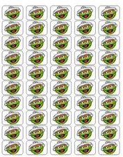 50 Oscar The Grouch Face Envelope Seals / Labels / Stickers, 1" by 1.5"
