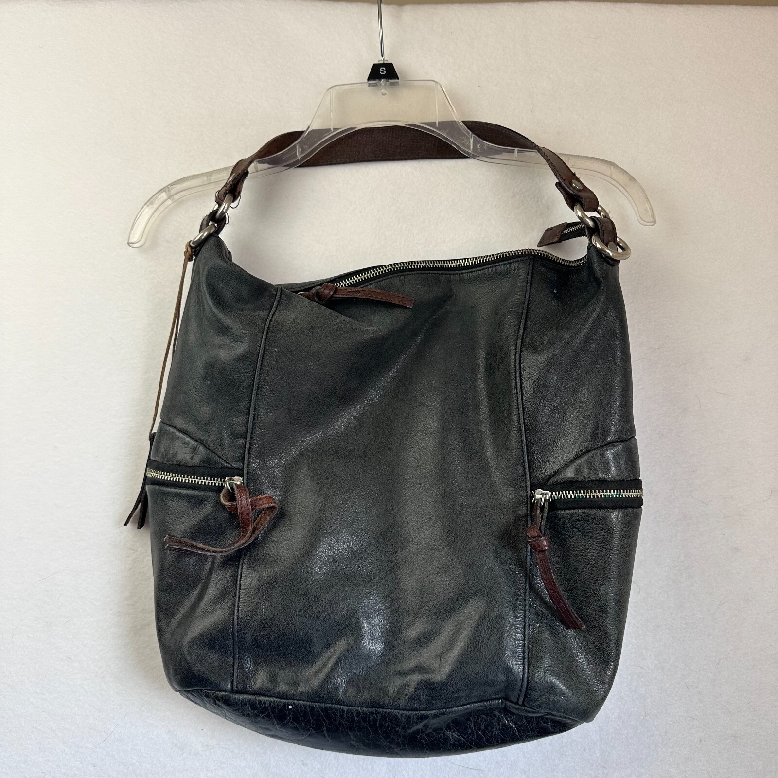 TANO Leather Hobo Saddle Handbag Purse Brown Stra… - image 1