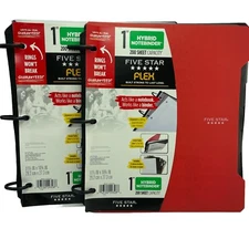 2x Mead Five Star Flex 1" Hybrid Notebinder 200 sheet capacity Red & White