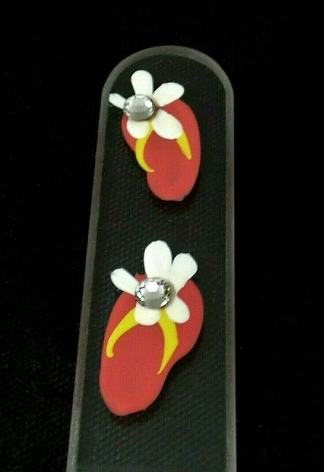 Chanclas checas lima uñas de vidrio hechas con cristales de Swarovski naranja 5,5" Foto 2 de 4