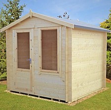 8x8 LOG CABIN GARDEN OFFICE SUMMERHOUSE HOBBY WORKSHOP WOOD SINGLE DOOR