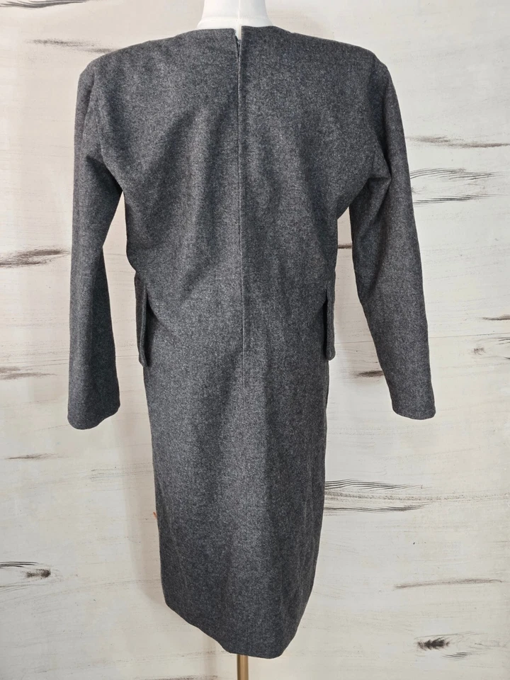 Vestido Givenchy Vintage Mujer Tweed Gris Carbón Alta Costura Talla 38 Hecho en Francia Foto 4 de 4