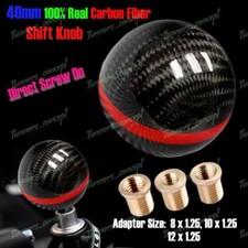 Real Carbon Fiber Ball Manual MT Gear Shift Shifter Knob W/Red Stripe Universal