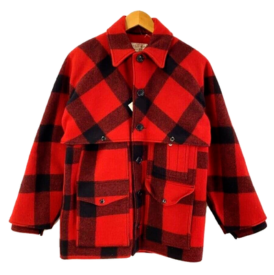 Filson Mackinaw Pure Wool Vintage Cruiser Jacket Size 38 Red Black 