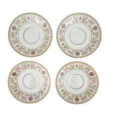 4 Tirschenreuth Hutschenreuther Saucers Floral Gold Trim