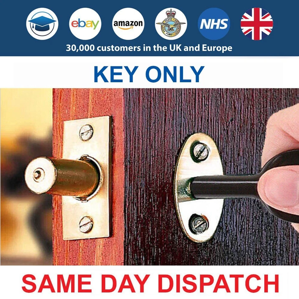 Universal Multicolor Steel Door Security Rack Bolt Star Key 80mm ***Key Only***