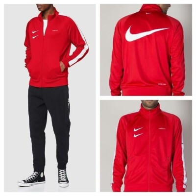 NWT $90 NIKE Men Sz. S Sportswear LOGO Swoosh in Red/White CJ4884 Track Jacket