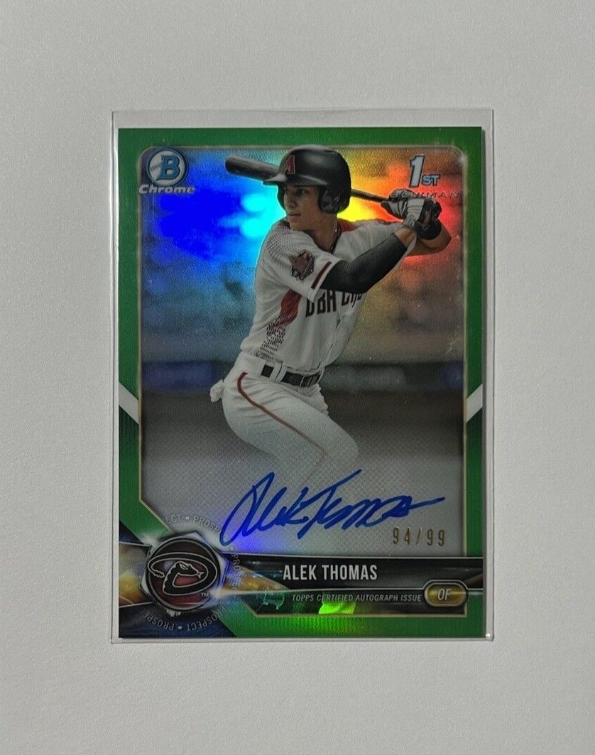 2018 ALEK THOMAS 1st BOWMAN CHROME True Green REF AUTO #/99 RC