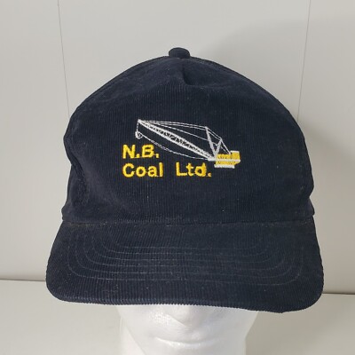 VTG NB Coal LTD Mining Embroidered Crane Logo Corduroy Snapback Hat Baseball Cap